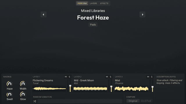 Floe's Perform page with a Wraith preset loaded